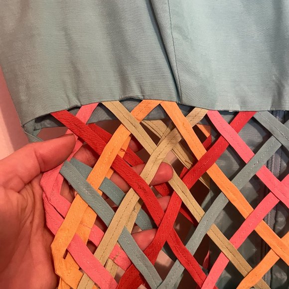 Vintage 60s Mod Cut-out Raw Silk Dress - Picture 6 of 6